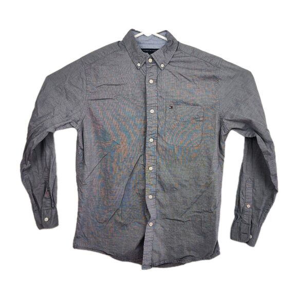 Tommy Hilfiger men's button-up shirt, Size S, gray, long sleeves, classic fit - Picture 1 of 8